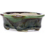 Oval green bonsai pot by Terahata Satomi Mazan - 110 x 84 x 34 mm