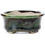 Oval green bonsai pot by Terahata Satomi Mazan - 110 x 84 x 34 mm