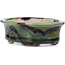 Oval green bonsai pot by Terahata Satomi Mazan - 110 x 84 x 34 mm