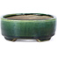 Oval green bonsai pot by Terahata Satomi Mazan - 158 x 130 x 50 mm