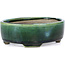 Oval green bonsai pot by Terahata Satomi Mazan - 158 x 130 x 50 mm