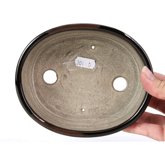 Pot à bonsaï ovale marron par Terahata Satomi Mazan - 163 x 132 x 49 mm