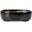 Oval brown bonsai pot by Terahata Satomi Mazan - 145 x 115 x 45 mm