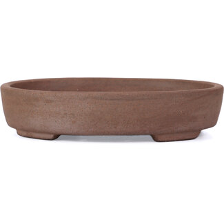 Satomi Mazan, Mazan Terahata 153 mm oval unglazed bonsai pot by Terahata Satomi Mazan, Tokoname, Japan