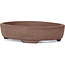 Oval unglazed bonsai pot by Terahata Satomi Mazan - 153 x 125 x 33 mm