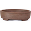 Oval unglazed bonsai pot by Terahata Satomi Mazan - 153 x 125 x 33 mm