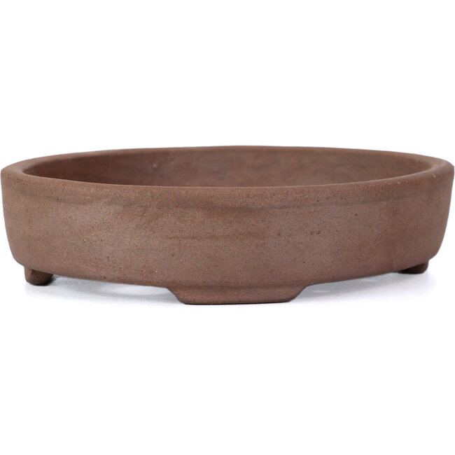 Vaso per bonsai ovale non smaltato di Terahata Satomi Mazan - 153 x 125 x 33 mm