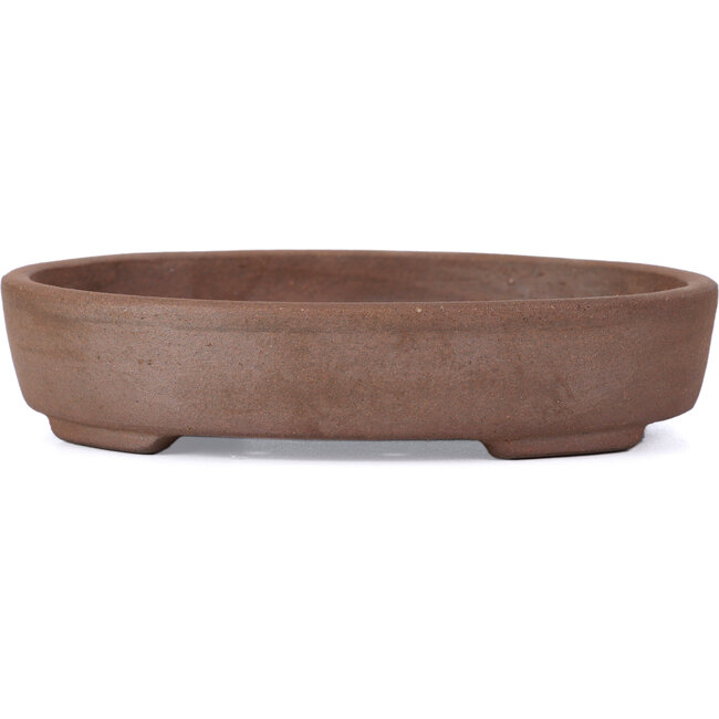 Ovale ongeglazuurde bonsaipot van Terahata Satomi Mazan - 153 x 125 x 33 mm