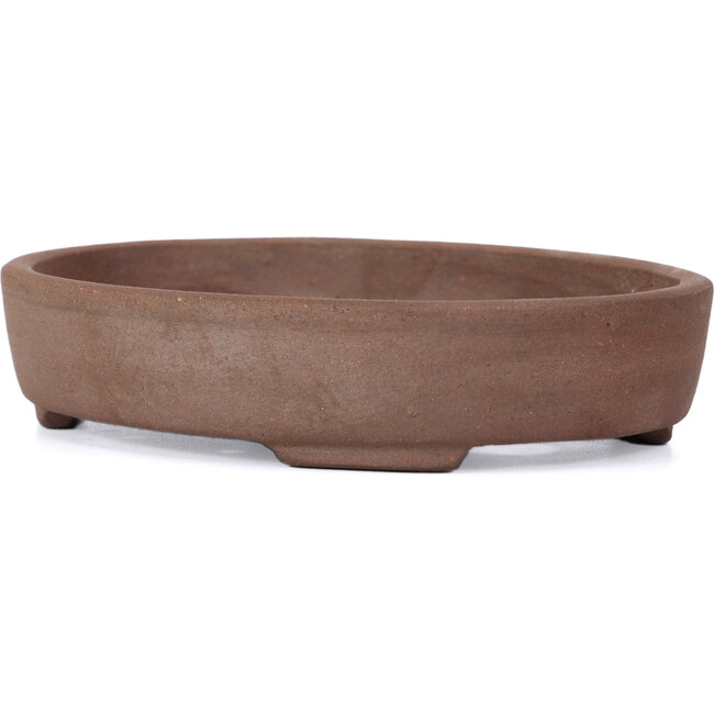 Ovale unglasierte Bonsaischale von Terahata Satomi Mazan - 153 x 125 x 33 mm