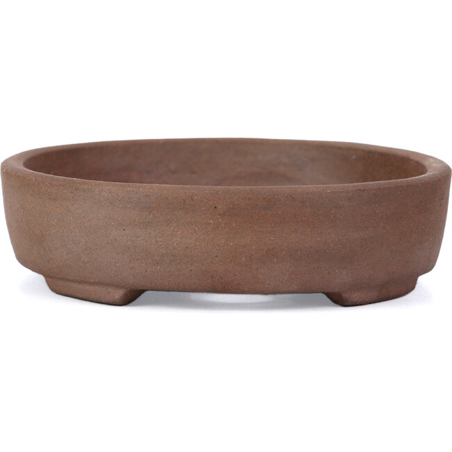 Maceta de bonsái ovalada sin esmaltar de Terahata Satomi Mazan - 153 x 125 x 33 mm