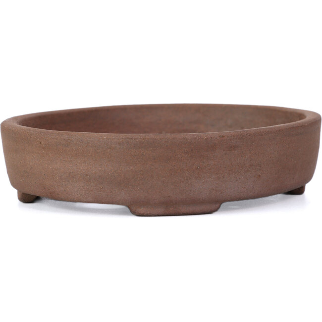 Ovale ongeglazuurde bonsaipot van Terahata Satomi Mazan - 153 x 125 x 33 mm
