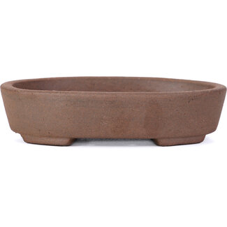  Satomi Mazan, Mazan Terahata 130 mm oval unglazed bonsai pot by Terahata Satomi Mazan, Tokoname, Japan