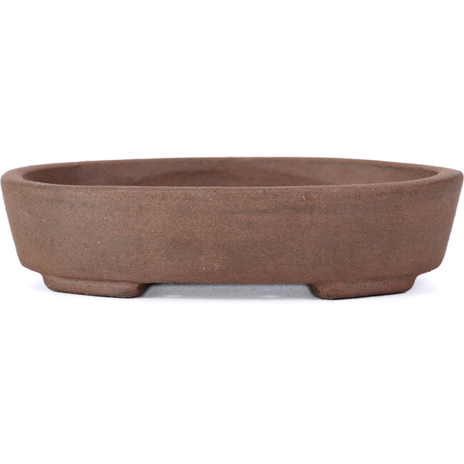 Oval unglazed bonsai pot by Terahata Satomi Mazan - 130 x 102 x 31 mm