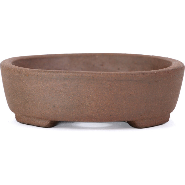 Ovale ongeglazuurde bonsaipot van Terahata Satomi Mazan - 130 x 102 x 31 mm