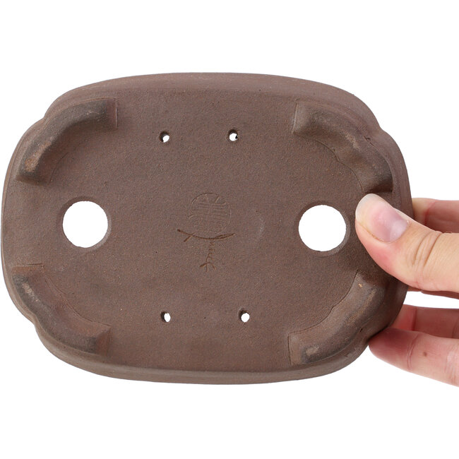 Rechteckige unglasierte Bonsaischale von Terahata Satomi Mazan - 157 x 119 x 45 mm