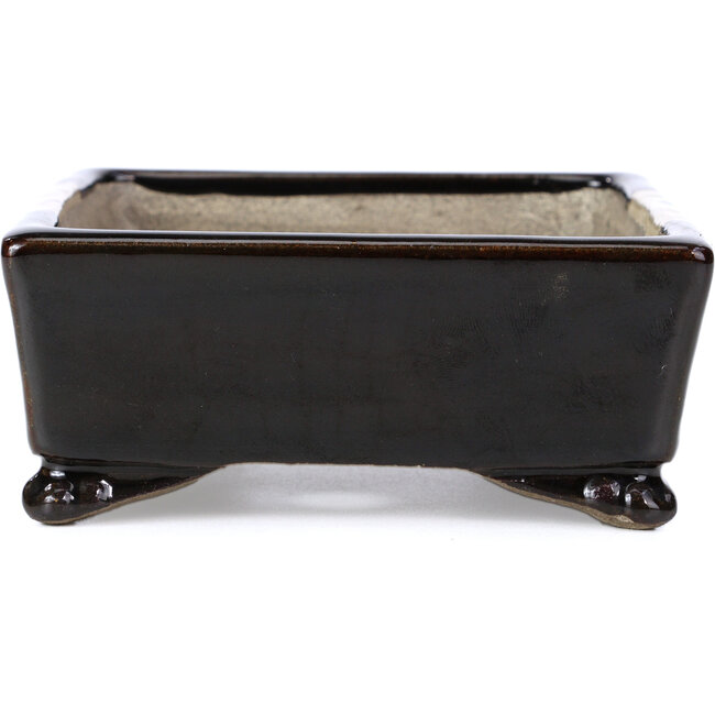 Maceta de bonsái marrón rectangular de Terahata Satomi Mazan - 155 x 131 x 54 mm
