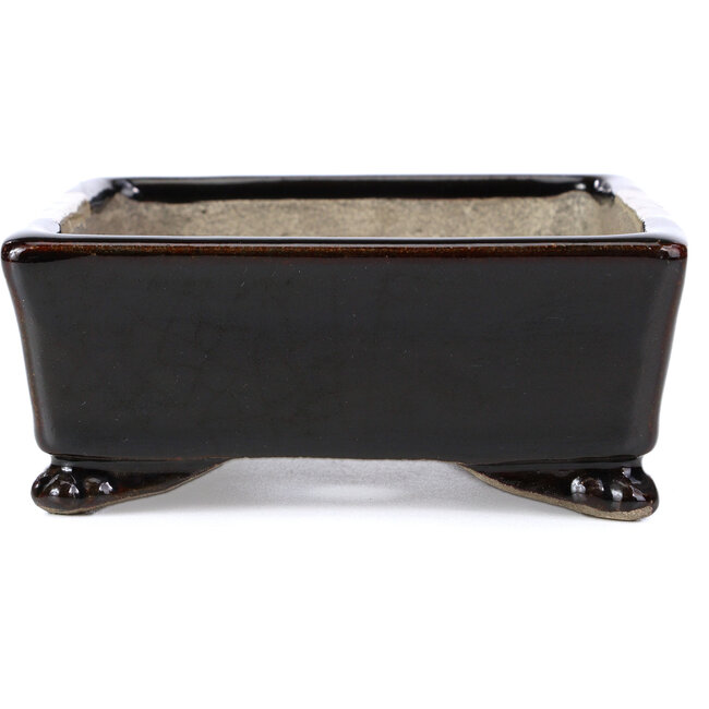 Rechthoekige bruine bonsaipot van Terahata Satomi Mazan - 155 x 131 x 54 mm