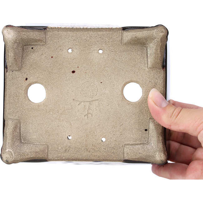 Rectangular brown bonsai pot by Terahata Satomi Mazan - 155 x 131 x 54 mm