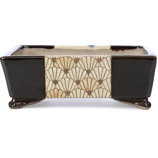  Satomi Mazan, Mazan Terahata Pot à bonsaï rectangulaire marron 157 mm par Terahata Satomi Mazan, Tokoname, Japon