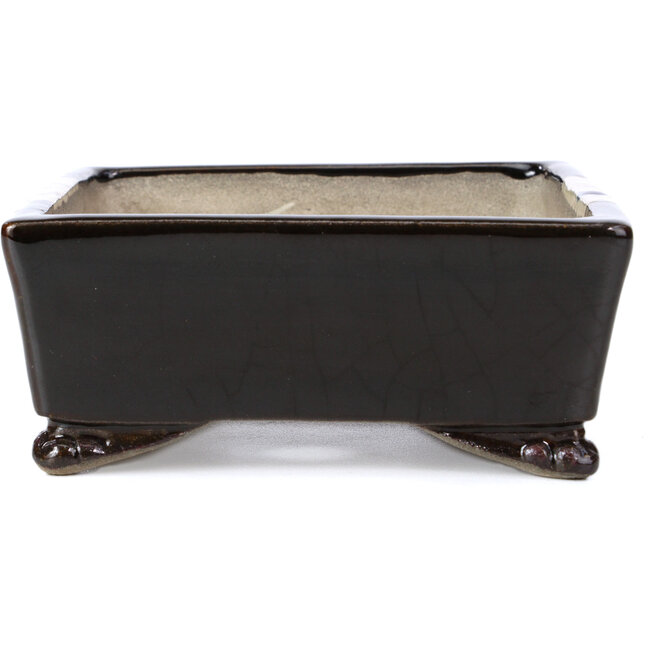 Pot à bonsaï rectangulaire marron par Terahata Satomi Mazan - 157 x 133 x 54 mm