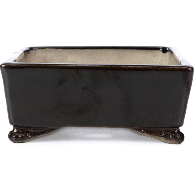 Rechteckige braune Bonsaischale von Terahata Satomi Mazan - 157 x 133 x 54 mm