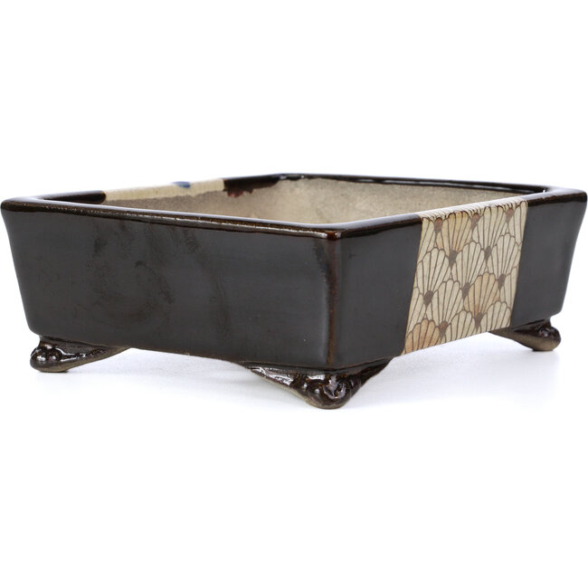 Pot à bonsaï rectangulaire marron par Terahata Satomi Mazan - 157 x 133 x 54 mm