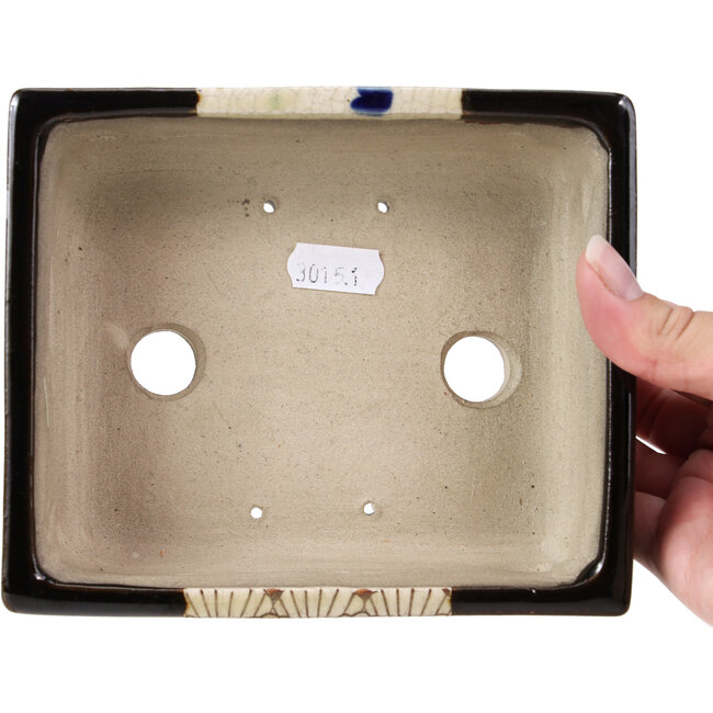 Maceta de bonsái marrón rectangular de Terahata Satomi Mazan - 157 x 133 x 54 mm