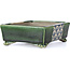 Rectangular green bonsai pot by Terahata Satomi Mazan - 157 x 132 x 54 mm