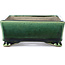 Rectangular green bonsai pot by Terahata Satomi Mazan - 156 x 131 x 54 mm