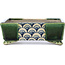Rectangular green bonsai pot by Terahata Satomi Mazan - 157 x 130 x 54 mm