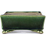 Rectangular green bonsai pot by Terahata Satomi Mazan - 157 x 130 x 54 mm