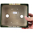 Rectangular green bonsai pot by Terahata Satomi Mazan - 157 x 130 x 54 mm