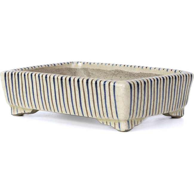 Vaso per bonsai rettangolare beige di Terahata Satomi Mazan - 145 x 112 x 43 mm