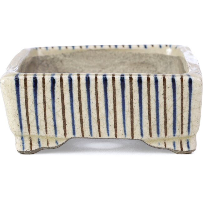 Rechthoekige beige bonsaipot van Terahata Satomi Mazan - 145 x 112 x 43 mm