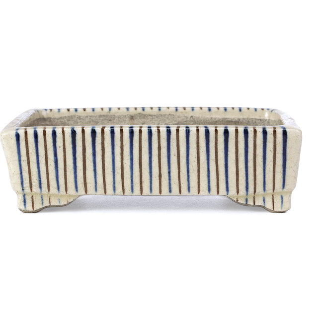 Pot à bonsaï rectangulaire beige par Terahata Satomi Mazan - 145 x 112 x 43 mm
