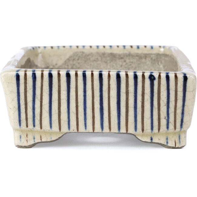 Rechthoekige beige bonsaipot van Terahata Satomi Mazan - 145 x 112 x 43 mm