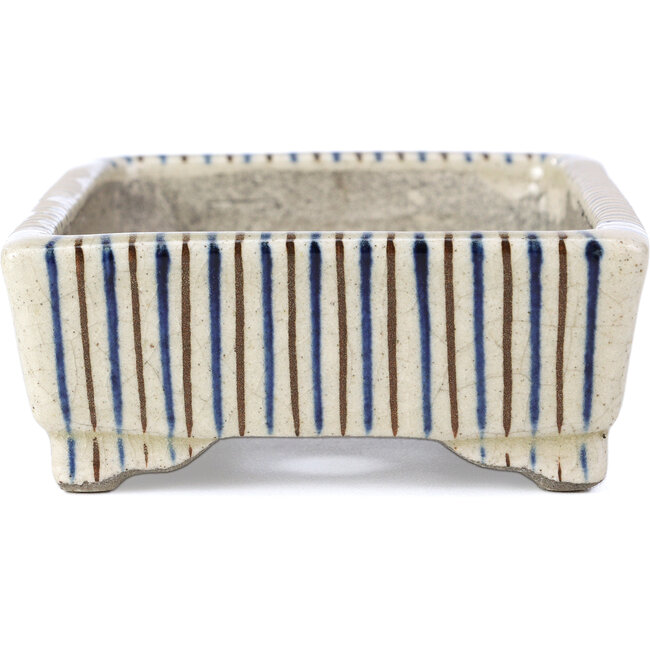 Vaso per bonsai rettangolare beige di Terahata Satomi Mazan - 148 x 105 x 44 mm