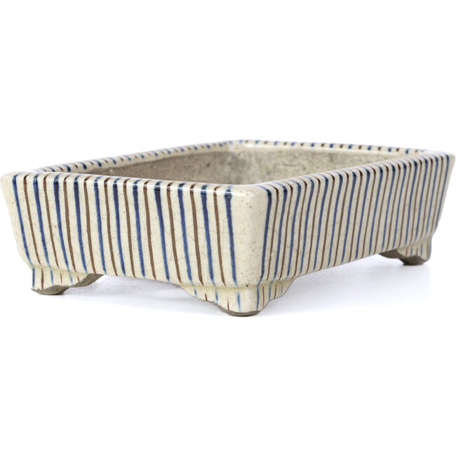 Vaso per bonsai rettangolare beige di Terahata Satomi Mazan - 148 x 105 x 44 mm