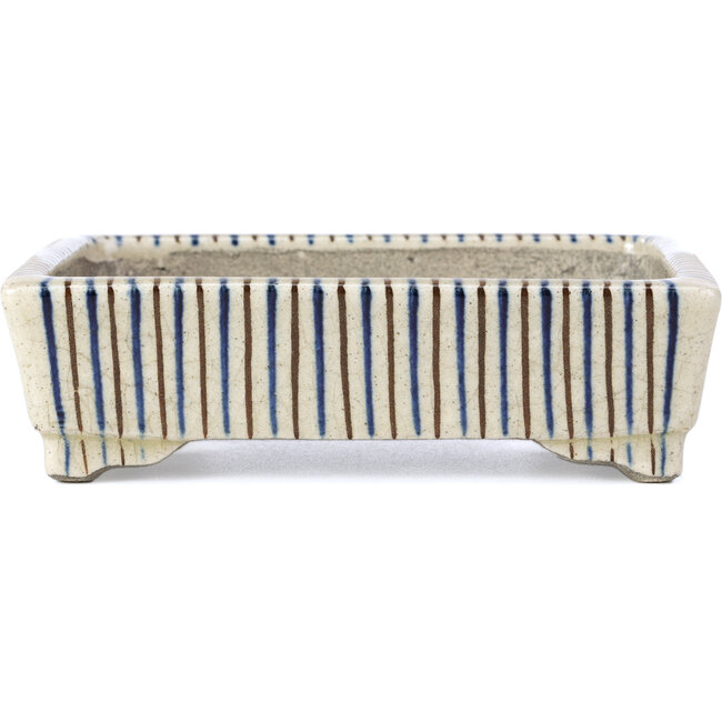 Rectangular beige bonsai pot by Terahata Satomi Mazan - 148 x 105 x 44 mm