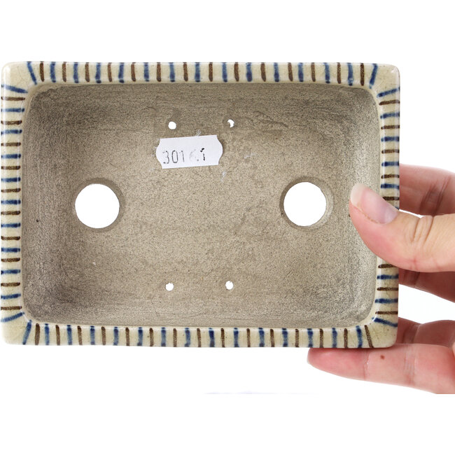 Vaso per bonsai rettangolare beige di Terahata Satomi Mazan - 148 x 105 x 44 mm