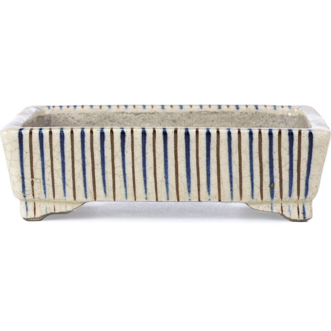 Pot à bonsaï rectangulaire beige par Terahata Satomi Mazan - 148 x 106 x 43 mm