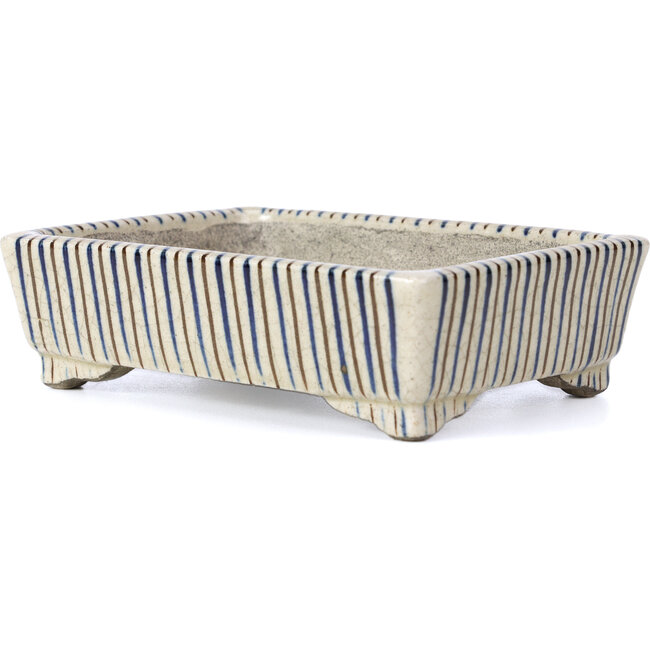 Maceta de bonsái rectangular beige de Terahata Satomi Mazan - 148 x 106 x 43 mm