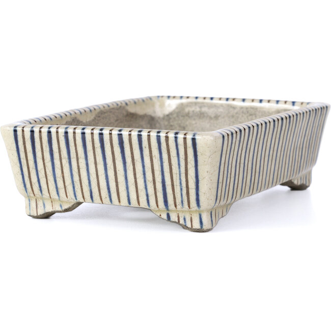 Rechthoekige beige bonsaipot van Terahata Satomi Mazan - 148 x 106 x 43 mm