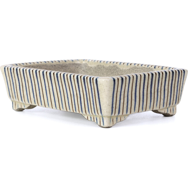 Vaso per bonsai rettangolare beige di Terahata Satomi Mazan - 148 x 106 x 43 mm