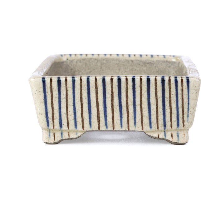 Rechthoekige beige bonsaipot van Terahata Satomi Mazan - 148 x 106 x 43 mm