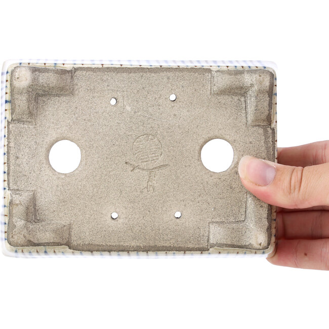 Maceta de bonsái rectangular beige de Terahata Satomi Mazan - 148 x 106 x 43 mm