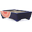 Pot à bonsaï rectangulaire bleu par Terahata Satomi Mazan - 149 x 108 x 44 mm
