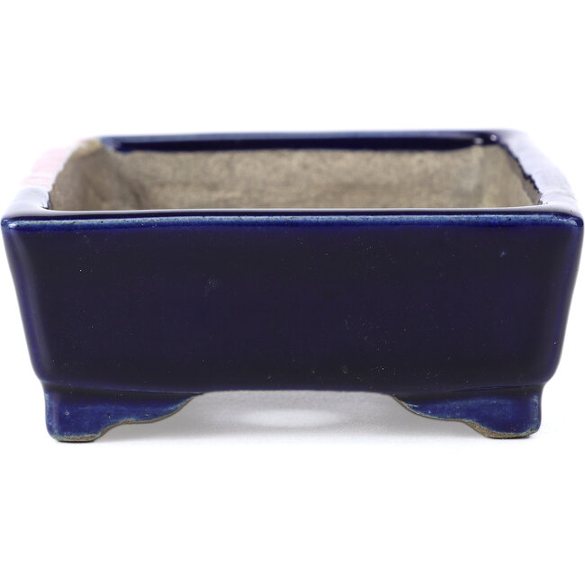 Pot à bonsaï rectangulaire bleu par Terahata Satomi Mazan - 149 x 108 x 44 mm