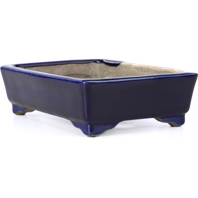 Rechteckige blaue Bonsaischale von Terahata Satomi Mazan - 149 x 108 x 44 mm