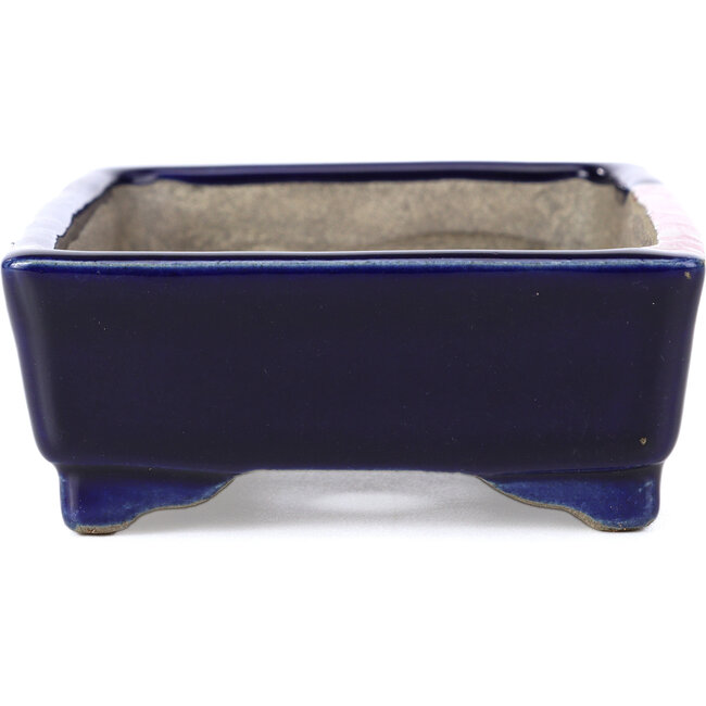 Pot à bonsaï rectangulaire bleu par Terahata Satomi Mazan - 149 x 108 x 44 mm